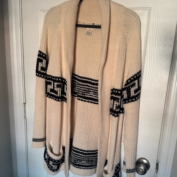 La Hearts Sweaters - La Hearts Cream and Black Patterned Cardigan
